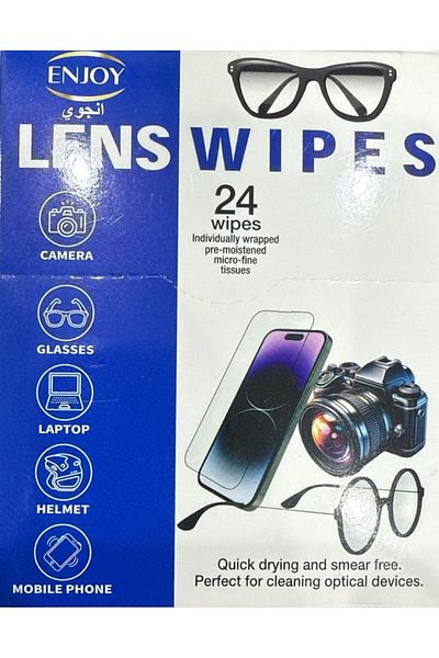 Enjoy Eyeglass Lens and Cell Phone Screen Cleaning Wipes, 24 Count, Pre-Moistened, Individually Wrapped, Scratch Free