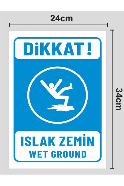 zafrakreklam Attention Wet Floor - Warning Sign 24X34 cm Polycarbonate Blue