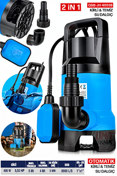PROXTECH Şamandıralı Kirli- Temiz Dalgıç Pompası Yüzme Havuzu Gölet Sel Su Ak...