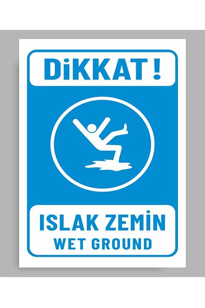 zafrakreklam Attention Wet Floor - Warning Sign 24X34 cm Polycarbonate Blue