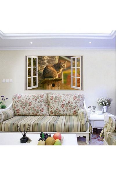BV Decorative sticker, 3D window, Cat, 85 cm, 502STK