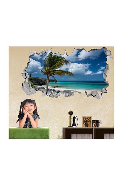 BV Decorative sticker, hole in the wall 3D, Beach, 85 cm, 174STK-2
