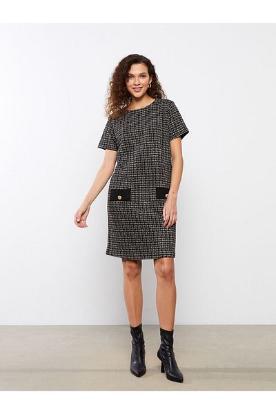 LC Waikiki Crew Neck Plaid Women's Dress