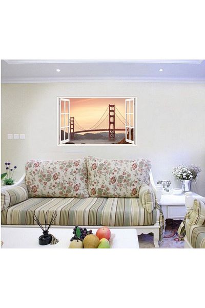 BV Decorative sticker, 3D Window, Golden Gate Bridge, 85 cm, 641STK