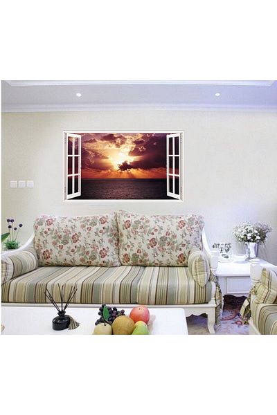 BV Decorative sticker, 3D window, Ocean, Sunset, 85 cm, 585STK