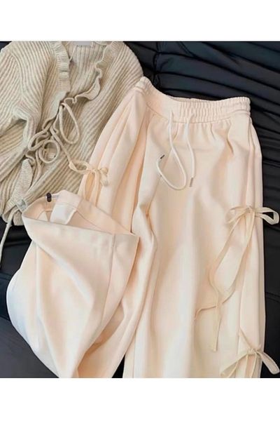DEEFWEAR Y2k Κορδέλα Λεπτομέρεια Πλεκτό Παντελόνι Φούτερ