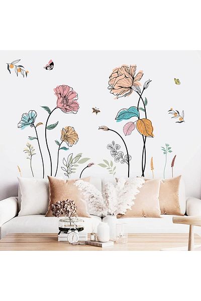 BV Decorative sticker with colorful flowers, 120 cm, 1134STK