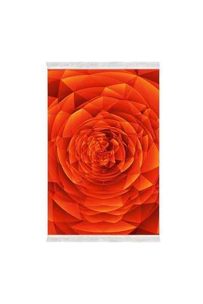 Dekoreko Non-Slip Base Djt Toilet Set Luna Cotton Fringed Geometric E5011 Orange