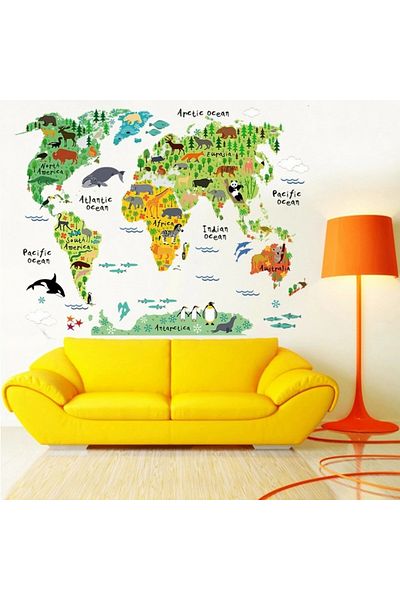 BV Decorative sticker, World map of animals, 140 cm, 750pcs