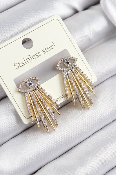 SeyCey.co 316L Steel Zircon Stone Eye Model Gold Color Women's Earrings