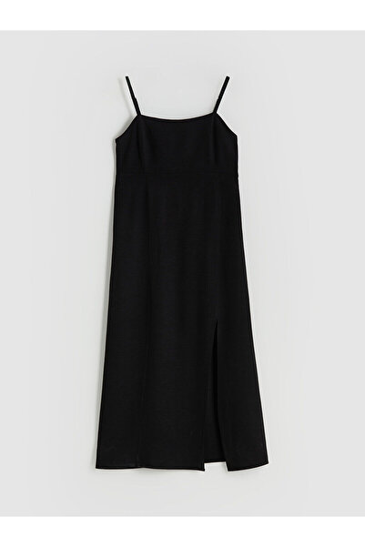 LC Waikiki Γυναικείο φόρεμα XSIDE με τετράγωνο λαιμό ίσιο λουράκι από λινό με...