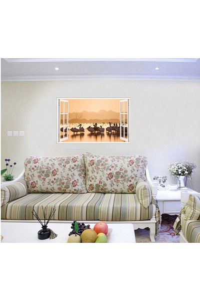 BV Decorative sticker, 3D window, Pelicans, 85 cm, 655STK