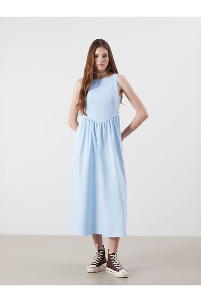 LC Waikiki Crew Neck Gathered Waist Dress