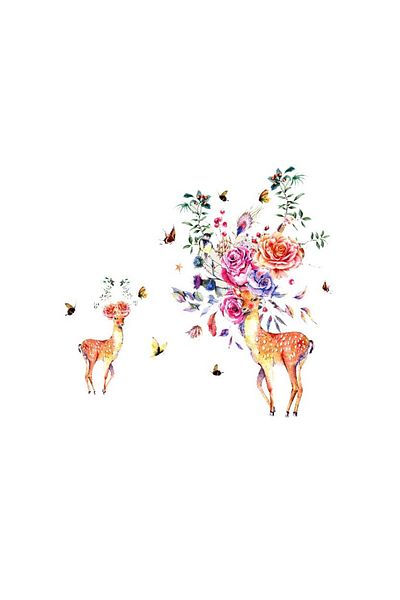 BV Decorative sticker, Deer, Flowers, 95 cm, 788STK