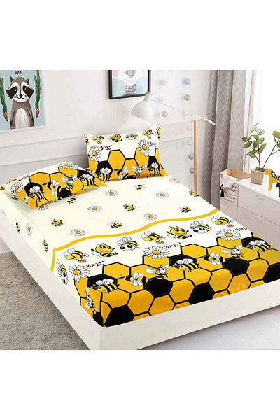 FIONNA.RO Elasticated Duvet Cover and Pillowcases Made of Finet 180x200cm - ZumZum Bee