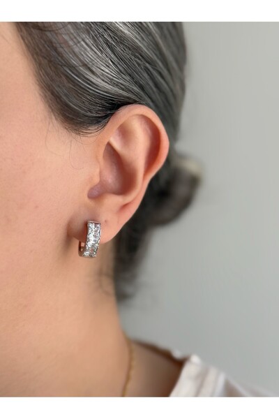 Owentis Steel Silver Baguette Row Stone Ring Asera Earrings -No Tarnishing-