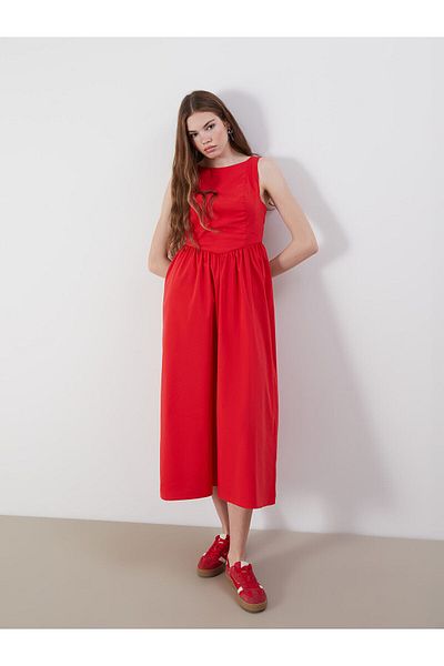 LC Waikiki Crew Neck Gathered Waist Dress
