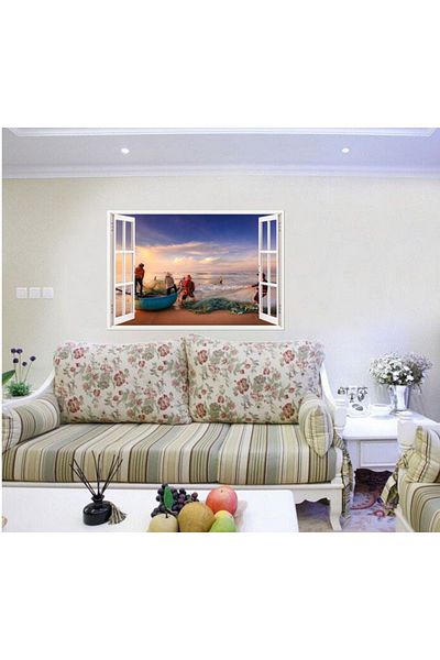 BV Decorative sticker, 3D window, Fishermen, Vietnam, 85 cm, 587STK