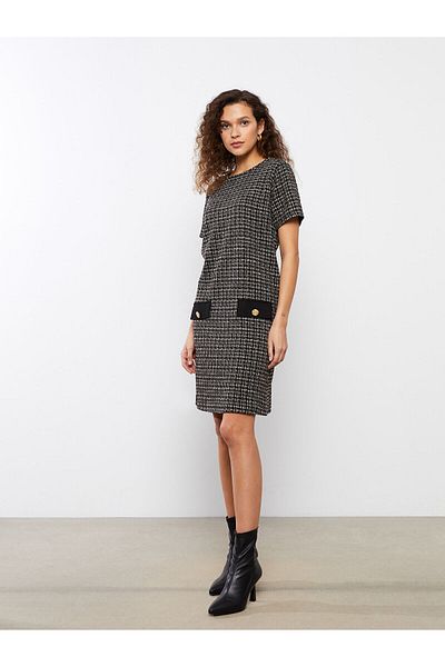 LC Waikiki Crew Neck Plaid Women's Dress