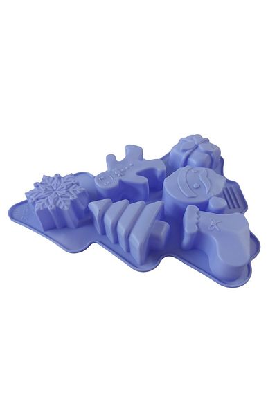 BV Formă de tort din silicon, temă de Crăciun, 6 cavități, violet, 23 cm, 474COF