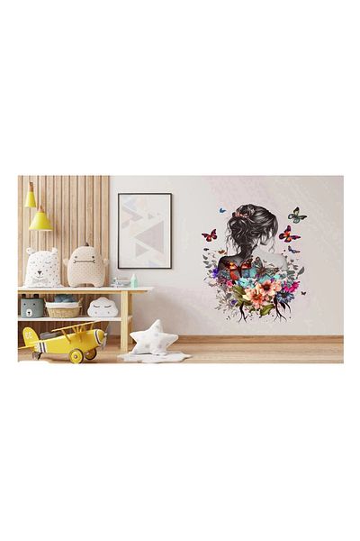 BV Decorative Sticker, Girl, Butterflies and Flowers, Multicolor, 70 cm, 1208STK-2