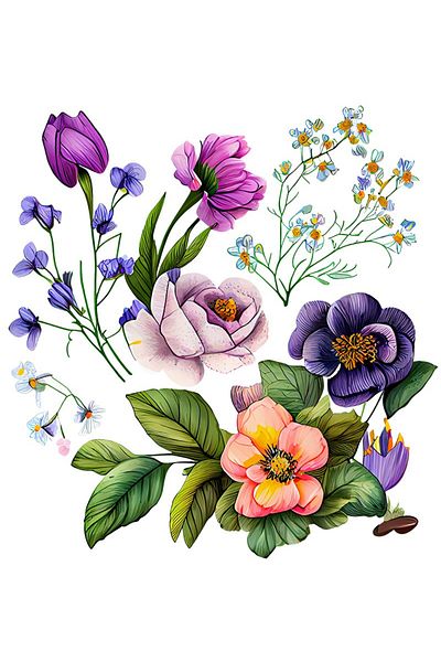 BV Decorative sticker, Flowers, Multicolor, 63 cm, 1216STK-4