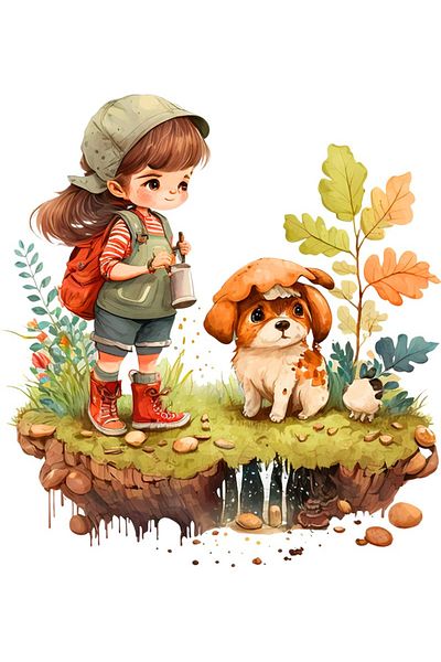 BV Decorative sticker, Little Girl and the Puppy, Multicolor, 64 cm, 1294STK
