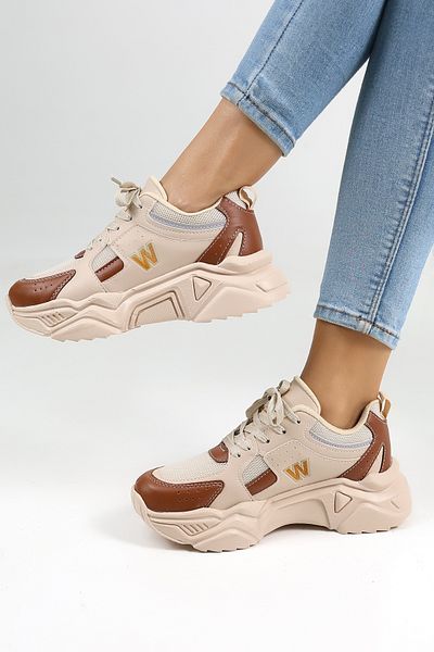 Encool Brown Women's Casual Sneaker Shoes High Sole - with Color Options