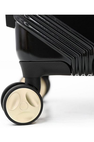 Bebe Eugenia Lightweight Spinner Wheel Suitcase with TSA Lock (BLACK/GOLD, 20-Inch)