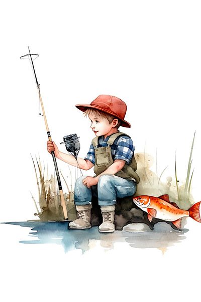 BV Decorative sticker, Boy Fishing, Multicolor, 62 cm, 1289STK
