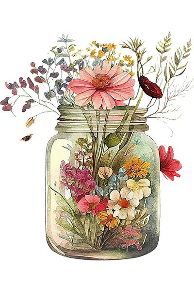 BV Decorative Sticker, Jar with Flowers, Multicolor, 70 cm, 1265STK-1