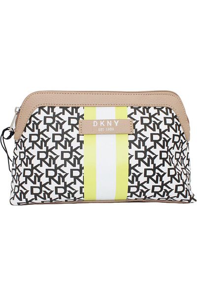 Dkny Signature Stripe Original Beauty Pouch Cosmetic Bag, Travel Makeup Bag Small, Small Waterproof