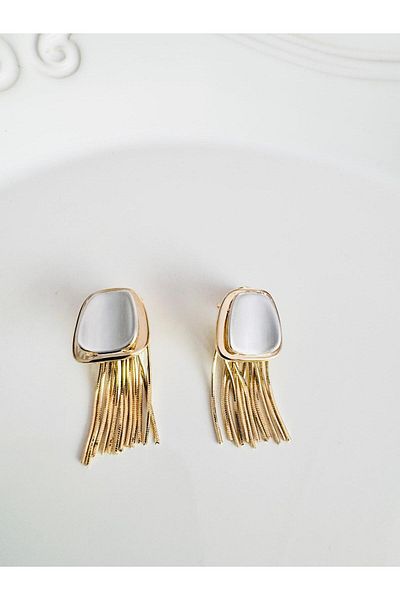 DEVİ fashion Pearlescent Double Wearable Earrings 3 cm