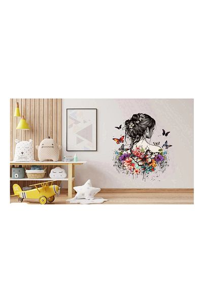 BV Decorative Sticker, Girl, Butterflies and Flowers, Multicolor, 70 cm, 1208STK-5