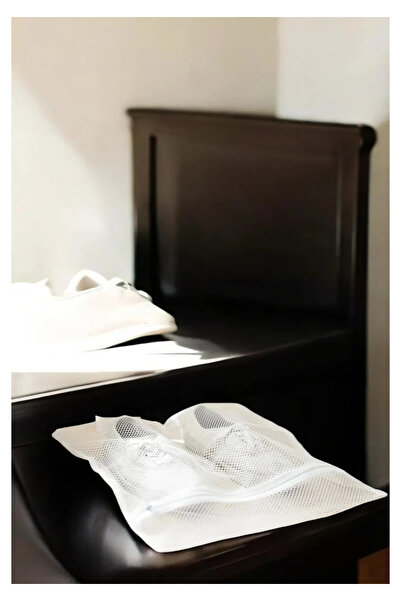 CocoVia ( 3 Adet ) Lüx Beyaz Renk Ayakkabı Yıkama Filesi Fermuarlı Ayakkabı Temizleme Ve Bakım Filesi