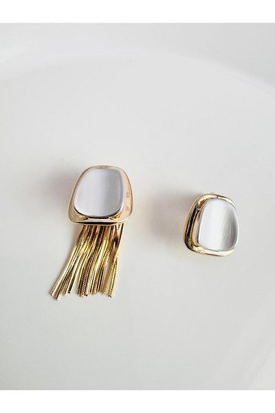 DEVİ fashion Pearlescent Double Wearable Earrings 3 cm