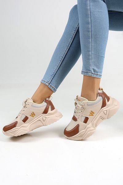 Encool Brown Women's Casual Sneaker Shoes High Sole - with Color Options