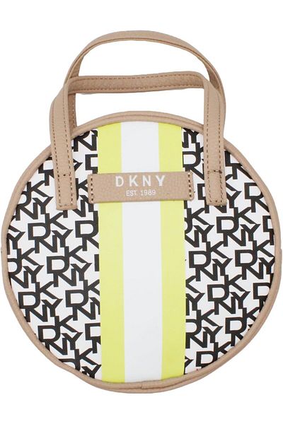 Dkny Signature Stripe Original Circle Bag Cosmetic Bag, Travel Makeup Bag Small, Waterproof and Ligh