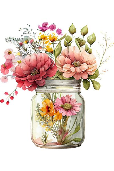 BV Decorative Sticker, Jar with Flowers, Multicolor, 66 cm, 1265STK-3