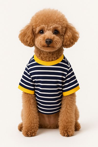 PetiliDünya Striped Dog Tshirt Basic Cat Dog Outfit
