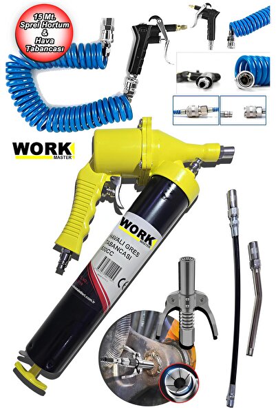 WORKMASTER Havalı 500 CC Gres Yağ Pompası Seti Profesyonel Set Çift Mandallı ...
