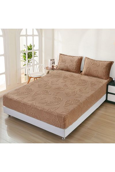 FIONNA.RO Cocolino Embossed Butterflies Duvet Cover 160x200cm - Cocoa Beige With Milk