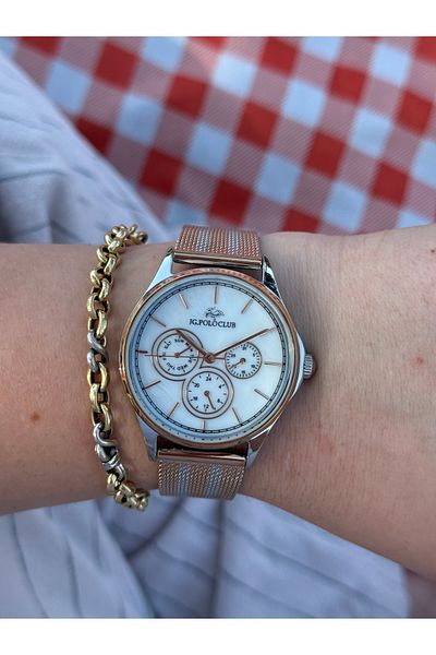 JG. Polo Club Jg.Polo Club Rose Gold and Silver Color Function Steel Color Do Not Change Women's Watch