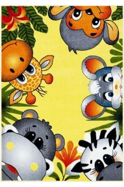 Kolibri Children's Room Carpet Covorexpert Animals 11058-150, 80 x 150 cm, Yellow, 9 mm Thread, Anti-Allergic
