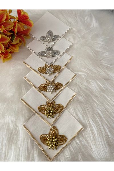 BÜŞRA Coffee Side Presentation Napkin with Stones 6 Pcs