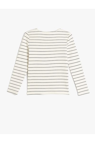 Koton New Season Cotton Long Sleeve Bow Detailed Crew Neck T-Shirt