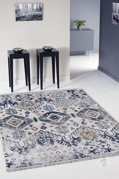 Palermo Carpet Covorexpert 41EKE, 120 x 170 cm, Cream, Grey, 8 mm thread, Anti-allergic, Living room, Bedroom