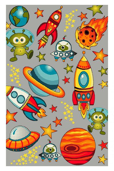 Kolibri Children's Room Carpet Covorexpert Cosmos 11200-190, 160 x 230 cm, Gray, 9 mm Thread, Anti-Allergic