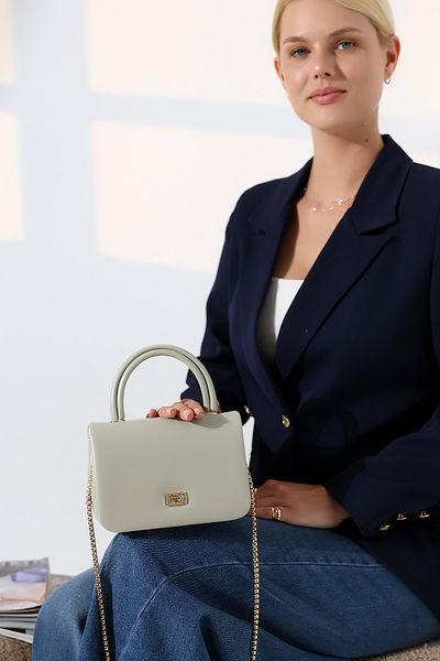 Encool Mint Green Small Box Model Gold Chain Strap -Handle-Women's Hand and Shoulder Bag-Stylish