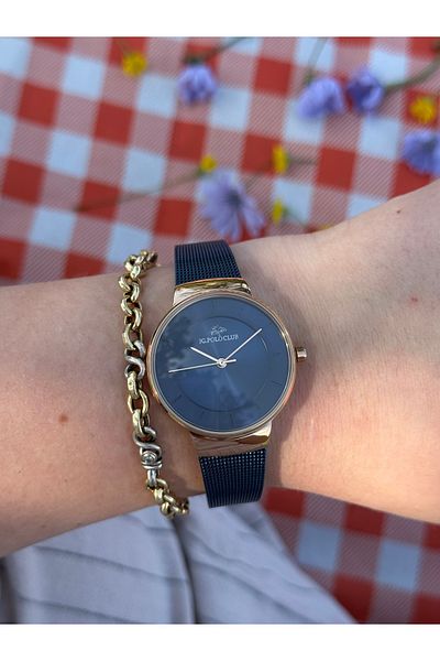 JG. Polo Club Jg.Polo Club Dark Blue Special Series Stone Steel Mesh Cord Watches Do Not Change Color Women's Watch